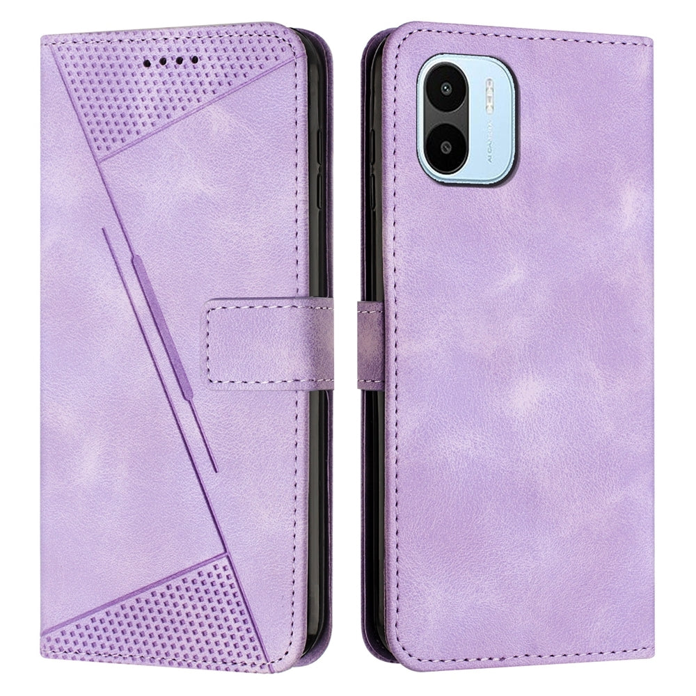 Xiaomi Redmi A1 Dream Triangle Leather Wallet Phone Case with Lanyard, Card Slot, Cash Compartment, Foldable Kickstand, Shockproof PU TPU Protective Cover