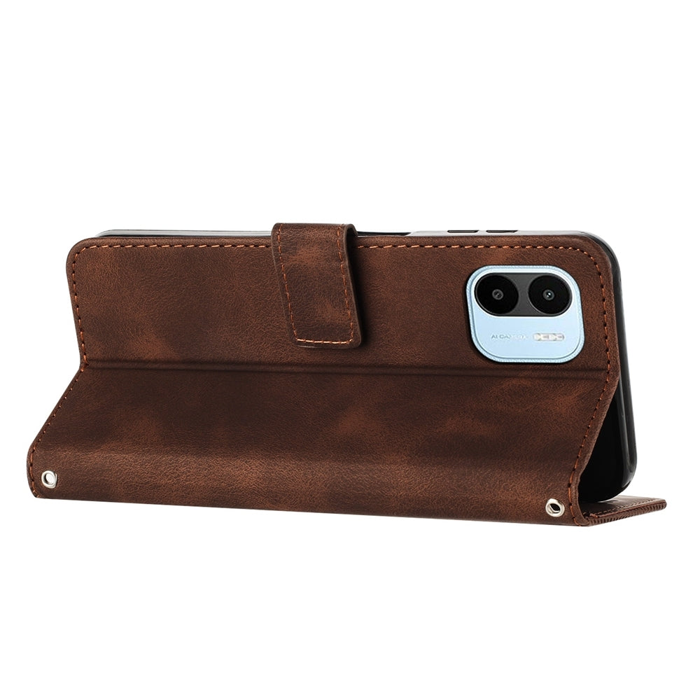 Xiaomi Redmi A1 Dream Triangle Leather Wallet Phone Case with Lanyard, Card Slot, Cash Compartment, Foldable Kickstand, Shockproof PU TPU Protective Cover