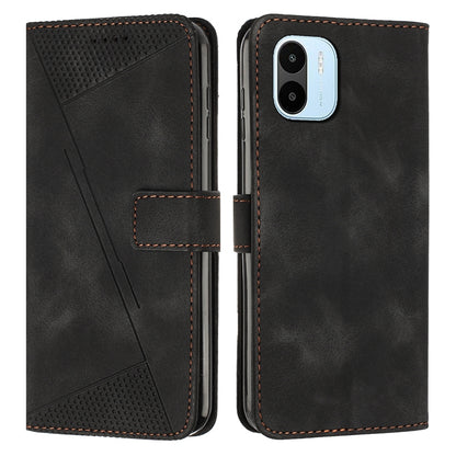 Xiaomi Redmi A1 Dream Triangle Leather Wallet Phone Case with Lanyard, Card Slot, Cash Compartment, Foldable Kickstand, Shockproof PU TPU Protective Cover