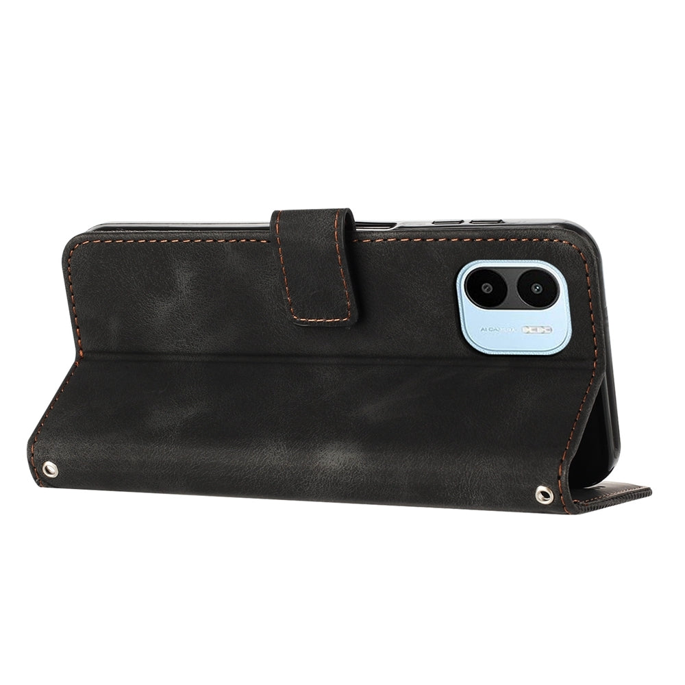 Xiaomi Redmi A1 Dream Triangle Leather Wallet Phone Case with Lanyard, Card Slot, Cash Compartment, Foldable Kickstand, Shockproof PU TPU Protective Cover