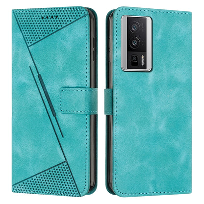 Xiaomi Redmi K60 Dream Triangle Leather Wallet Phone Case with Lanyard, Card Slot, Cash Compartment, Foldable Kickstand, Shockproof PU TPU Protective Cover