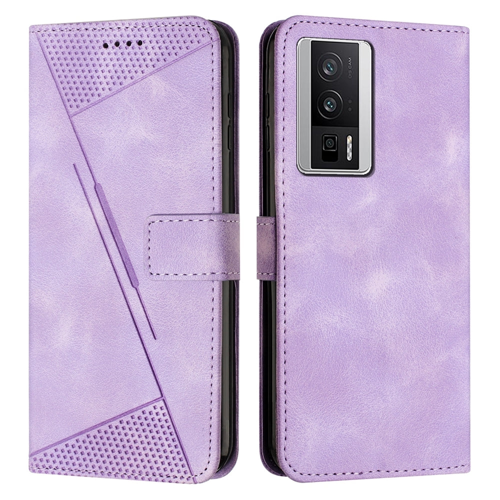 Xiaomi Redmi K60 Pro Dream Triangle Leather Wallet Phone Case with Lanyard, Card Slot, Cash Compartment, Foldable Kickstand, Shockproof PU TPU Protective Cover