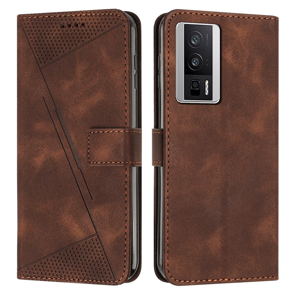 Xiaomi Redmi K60 Pro Dream Triangle Leather Wallet Phone Case with Lanyard, Card Slot, Cash Compartment, Foldable Kickstand, Shockproof PU TPU Protective Cover