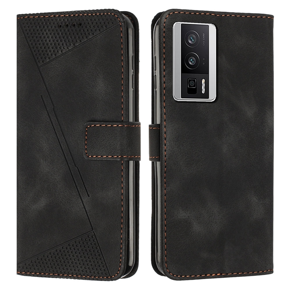 Xiaomi Redmi K60 Pro Dream Triangle Leather Wallet Phone Case with Lanyard, Card Slot, Cash Compartment, Foldable Kickstand, Shockproof PU TPU Protective Cover