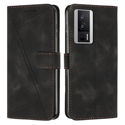 Xiaomi Redmi K60 Pro Dream Triangle Leather Wallet Phone Case with Lanyard, Card Slot, Cash Compartment, Foldable Kickstand, Shockproof PU TPU Protective Cover