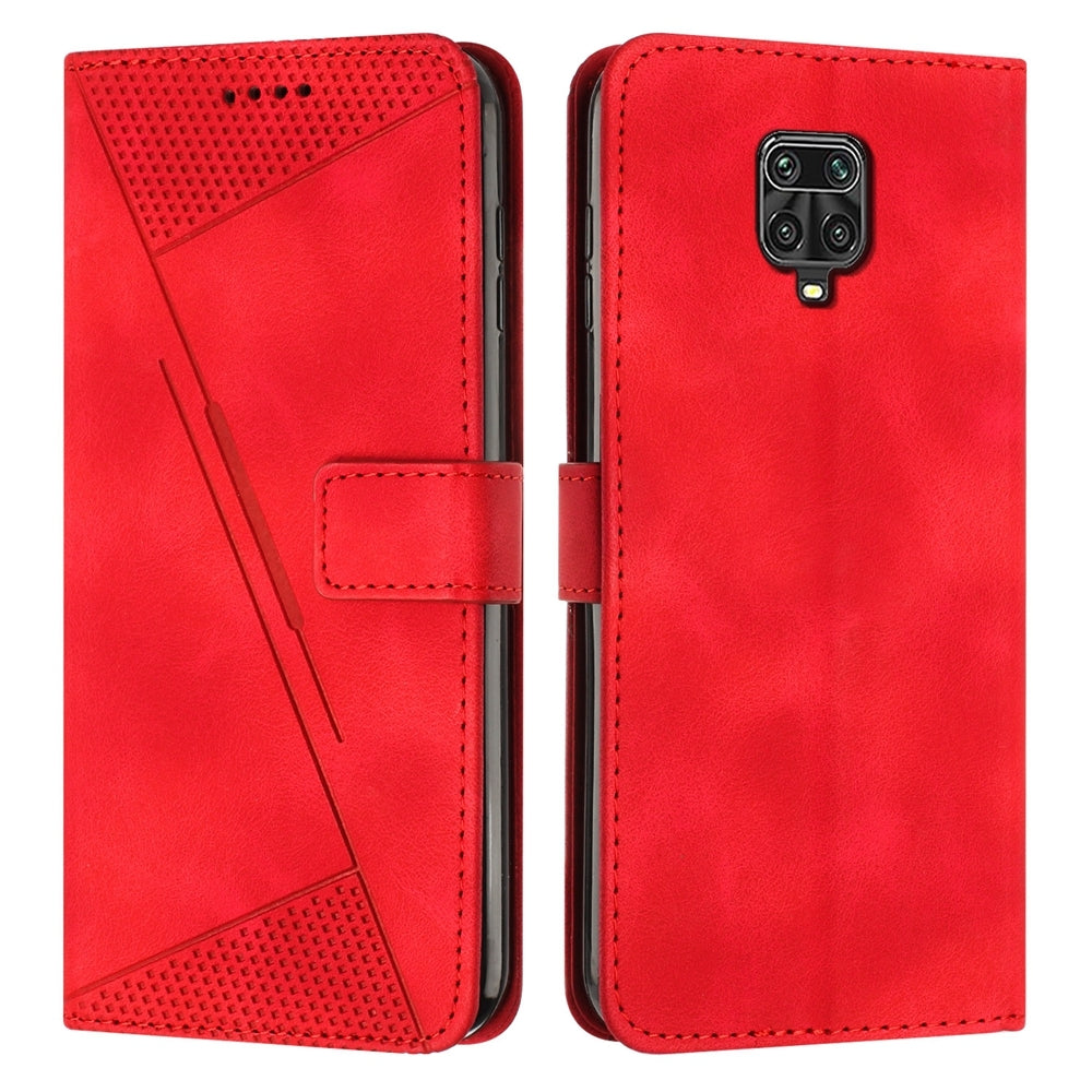 Xiaomi Redmi Note 9 Pro Dream Triangle Leather Wallet Phone Case with Lanyard, Card Slot, Cash Compartment, Foldable Kickstand, Shockproof PU TPU Protective Cover
