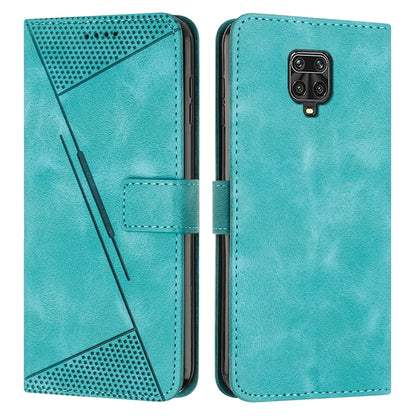 Xiaomi Redmi Note 9 Pro Dream Triangle Leather Wallet Phone Case with Lanyard, Card Slot, Cash Compartment, Foldable Kickstand, Shockproof PU TPU Protective Cover