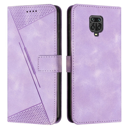 Xiaomi Redmi Note 9 Pro Dream Triangle Leather Wallet Phone Case with Lanyard, Card Slot, Cash Compartment, Foldable Kickstand, Shockproof PU TPU Protective Cover