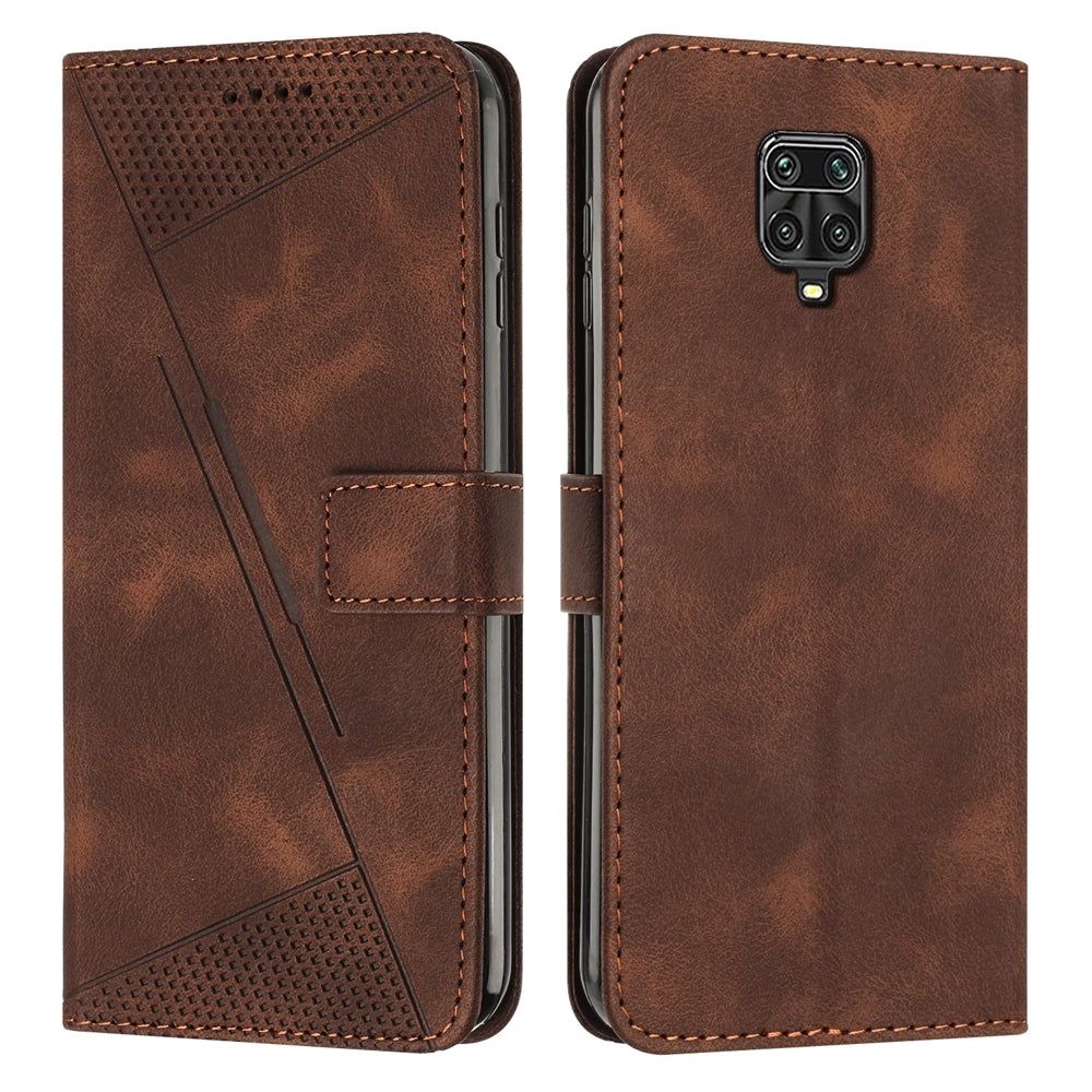 Xiaomi Redmi Note 9 Pro Dream Triangle Leather Wallet Phone Case with Lanyard, Card Slot, Cash Compartment, Foldable Kickstand, Shockproof PU TPU Protective Cover
