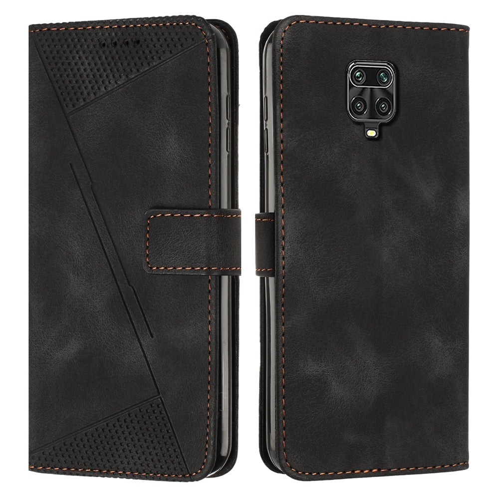 Xiaomi Redmi Note 9 Pro Dream Triangle Leather Wallet Phone Case with Lanyard, Card Slot, Cash Compartment, Foldable Kickstand, Shockproof PU TPU Protective Cover