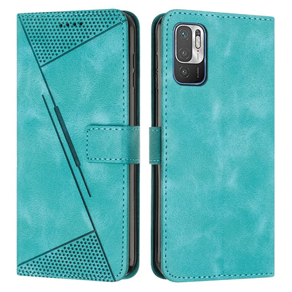 Xiaomi Redmi Note 10 5G Dream Triangle Leather Wallet Phone Case with Lanyard, Card Slot, Cash Compartment, Foldable Kickstand, Shockproof PU TPU Protective Cover
