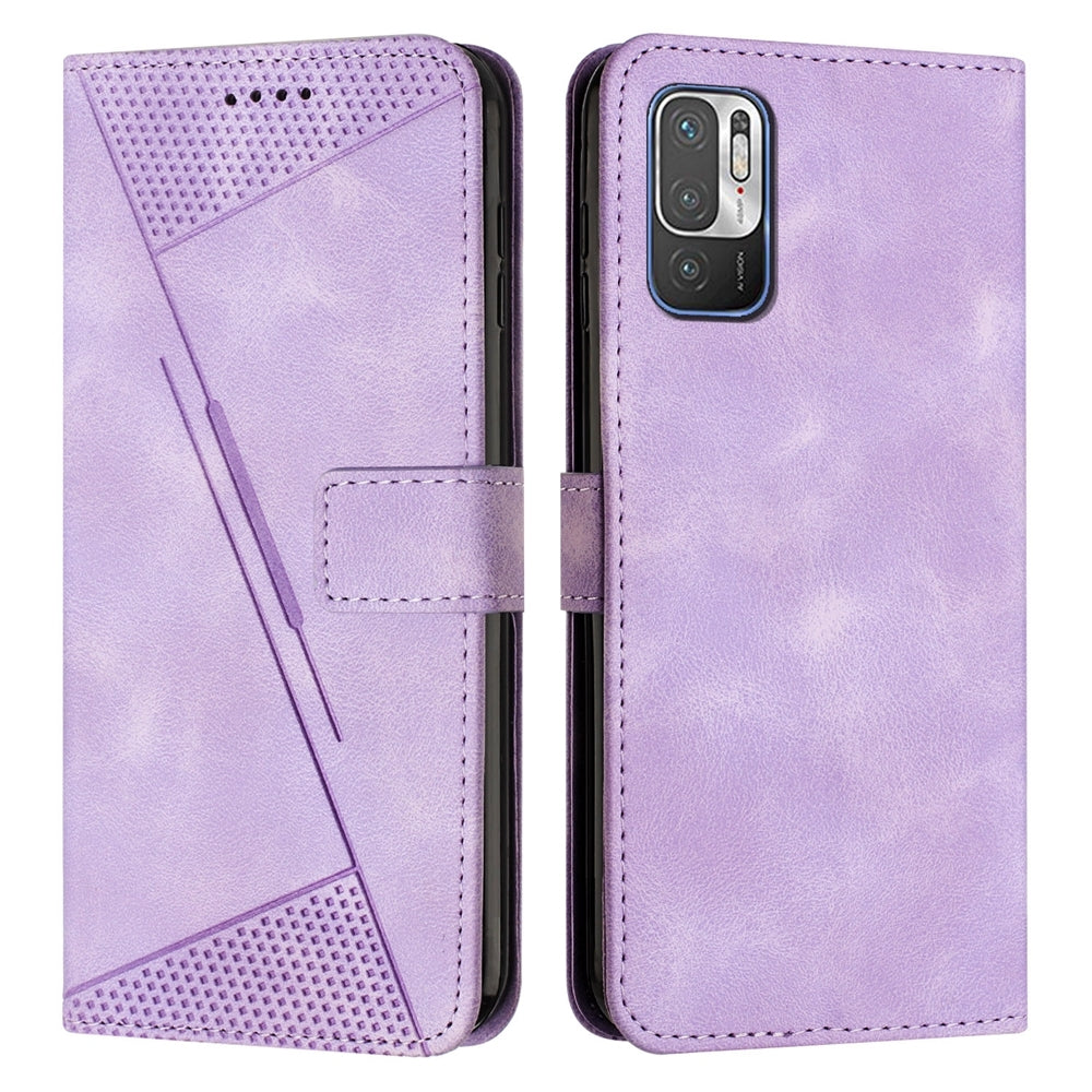 Xiaomi Redmi Note 10 5G Dream Triangle Leather Wallet Phone Case with Lanyard, Card Slot, Cash Compartment, Foldable Kickstand, Shockproof PU TPU Protective Cover