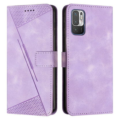 Xiaomi Redmi Note 10 5G Dream Triangle Leather Wallet Phone Case with Lanyard, Card Slot, Cash Compartment, Foldable Kickstand, Shockproof PU TPU Protective Cover