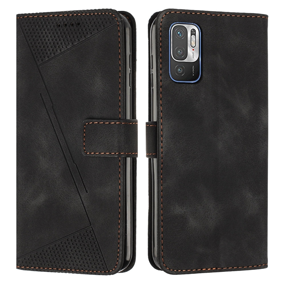 Xiaomi Redmi Note 10 5G Dream Triangle Leather Wallet Phone Case with Lanyard, Card Slot, Cash Compartment, Foldable Kickstand, Shockproof PU TPU Protective Cover