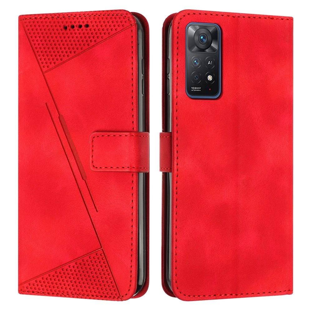Xiaomi Redmi Note 11 Pro 4G Dream Triangle Leather Wallet Phone Case with Lanyard, Card Slot, Cash Compartment, Foldable Kickstand, Shockproof PU TPU Protective Cover