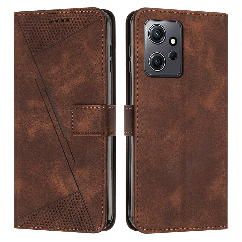 Xiaomi Redmi Note 12 4G Dream Triangle Leather Wallet Phone Case with Lanyard, Card Slot, Cash Compartment, Foldable Kickstand, Shockproof PU TPU Protective Cover