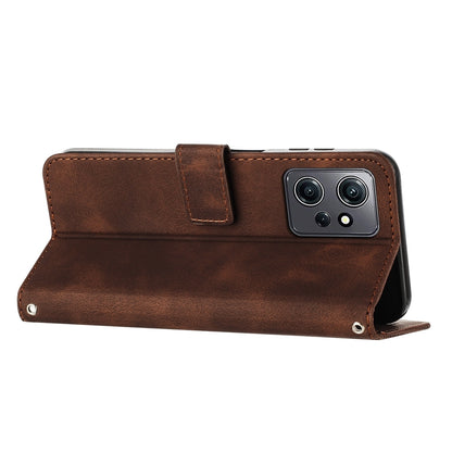 Xiaomi Redmi Note 12 4G Dream Triangle Leather Wallet Phone Case with Lanyard, Card Slot, Cash Compartment, Foldable Kickstand, Shockproof PU TPU Protective Cover
