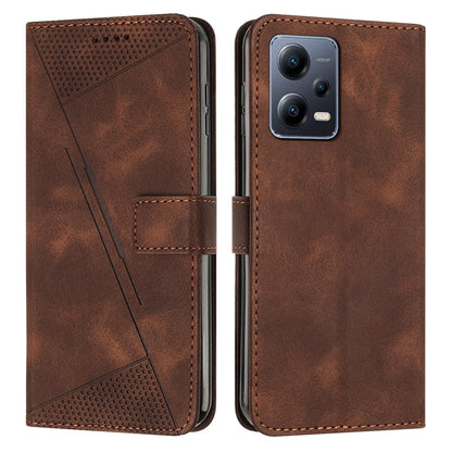 Xiaomi Redmi Note 12 5G Dream Triangle Leather Wallet Phone Case with Lanyard, Card Slot, Cash Compartment, Foldable Kickstand, Shockproof PU TPU Protective Cover