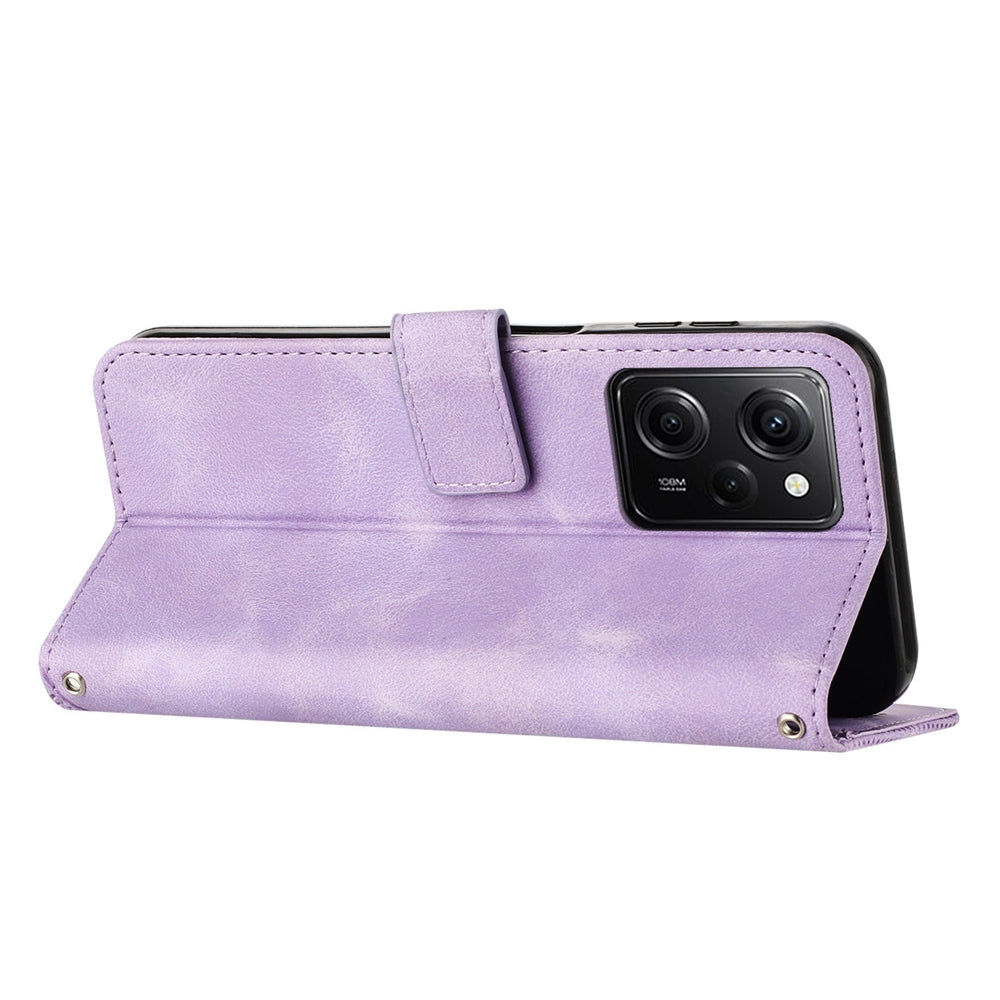 Xiaomi Redmi Note 12 Pro Speed Dream Triangle Leather Wallet Phone Case with Lanyard, Card Slot, Cash Compartment, Foldable Kickstand, Shockproof PU TPU Protective Cover