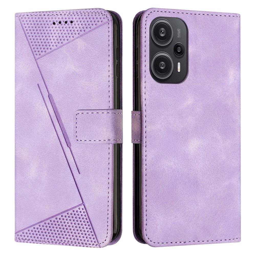Xiaomi Redmi Note 12 Turbo Dream Triangle Leather Wallet Phone Case with Lanyard, Card Slot, Cash Compartment, Foldable Kickstand, Shockproof PU TPU Protective Cover
