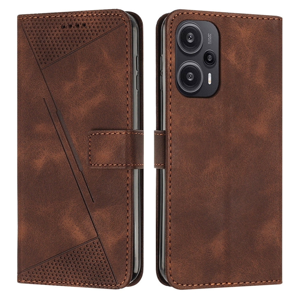 Xiaomi Redmi Note 12 Turbo Dream Triangle Leather Wallet Phone Case with Lanyard, Card Slot, Cash Compartment, Foldable Kickstand, Shockproof PU TPU Protective Cover
