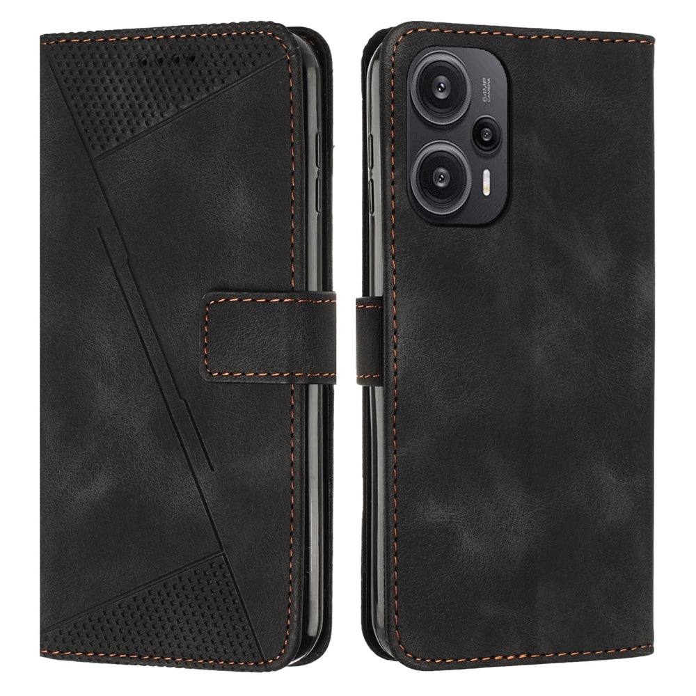 Xiaomi Redmi Note 12 Turbo Dream Triangle Leather Wallet Phone Case with Lanyard, Card Slot, Cash Compartment, Foldable Kickstand, Shockproof PU TPU Protective Cover