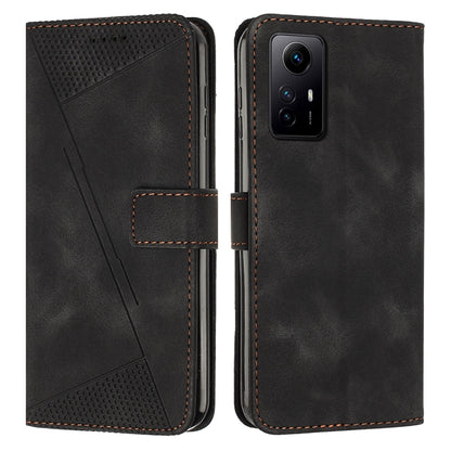Xiaomi Redmi Note 12S Dream Triangle Leather Wallet Phone Case with Lanyard, Card Slot, Cash Compartment, Foldable Kickstand, Shockproof PU TPU Protective Cover