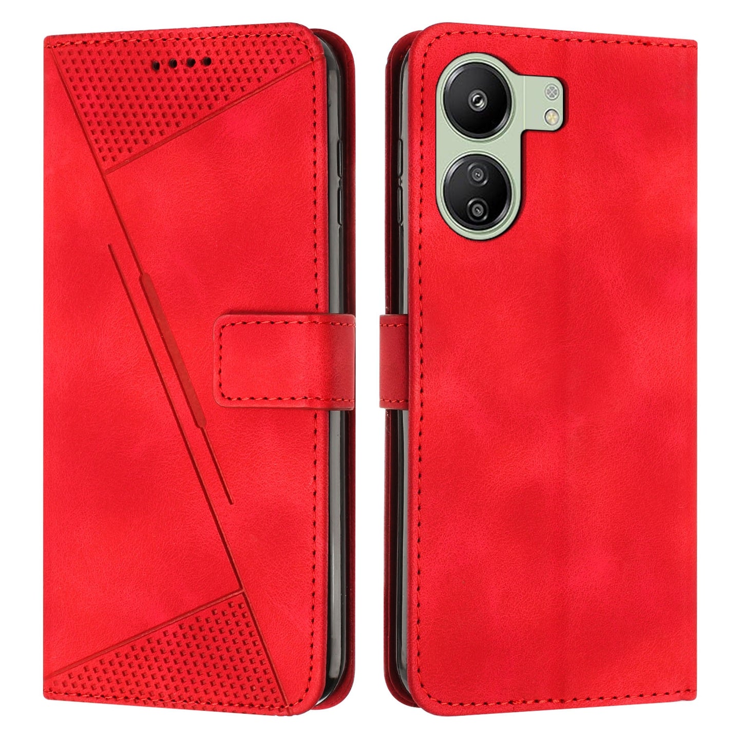 Xiaomi Redmi 13C Dream Triangle Leather Wallet Phone Case with Lanyard, Card Slot, Cash Compartment, Foldable Kickstand, Shockproof PU TPU Protective Cover