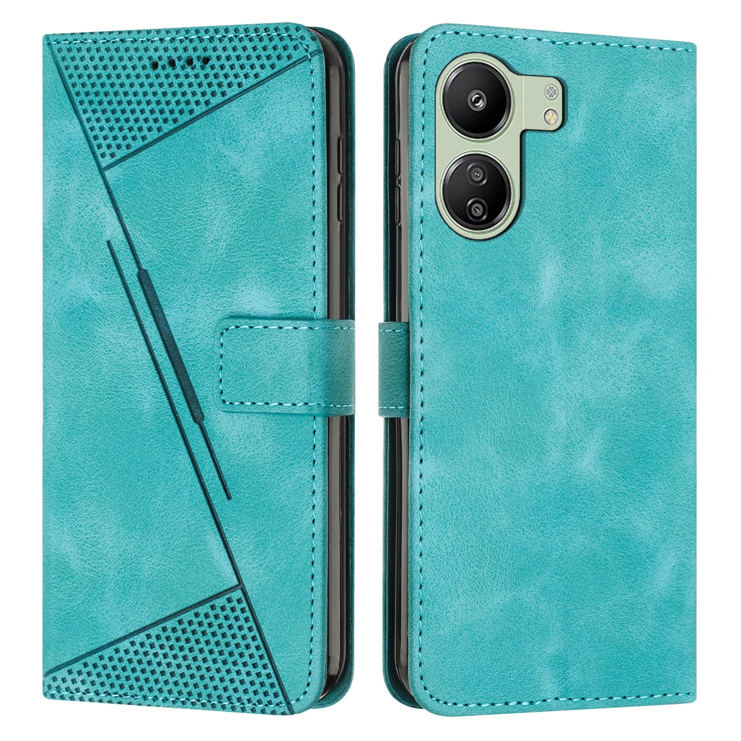 Xiaomi Redmi 13C Dream Triangle Leather Wallet Phone Case with Lanyard, Card Slot, Cash Compartment, Foldable Kickstand, Shockproof PU TPU Protective Cover