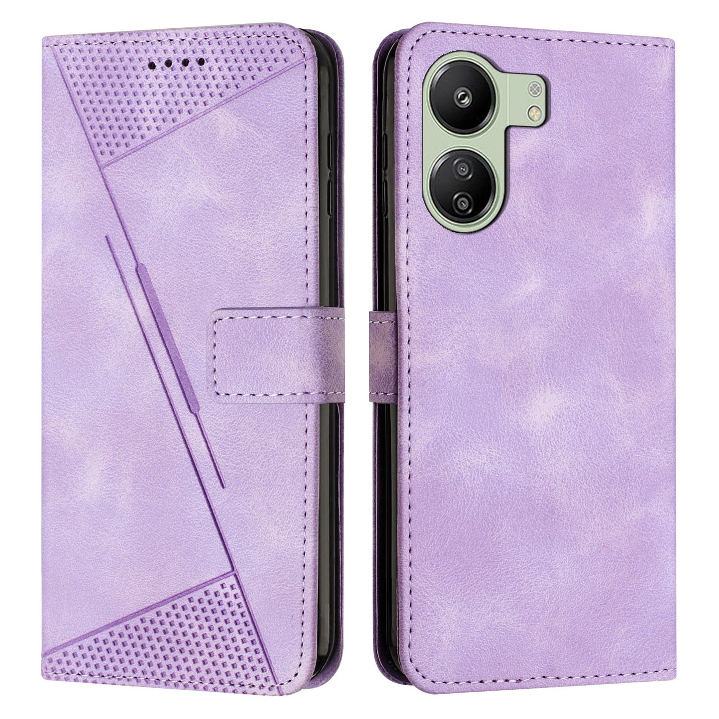 Xiaomi Redmi 13C Dream Triangle Leather Wallet Phone Case with Lanyard, Card Slot, Cash Compartment, Foldable Kickstand, Shockproof PU TPU Protective Cover