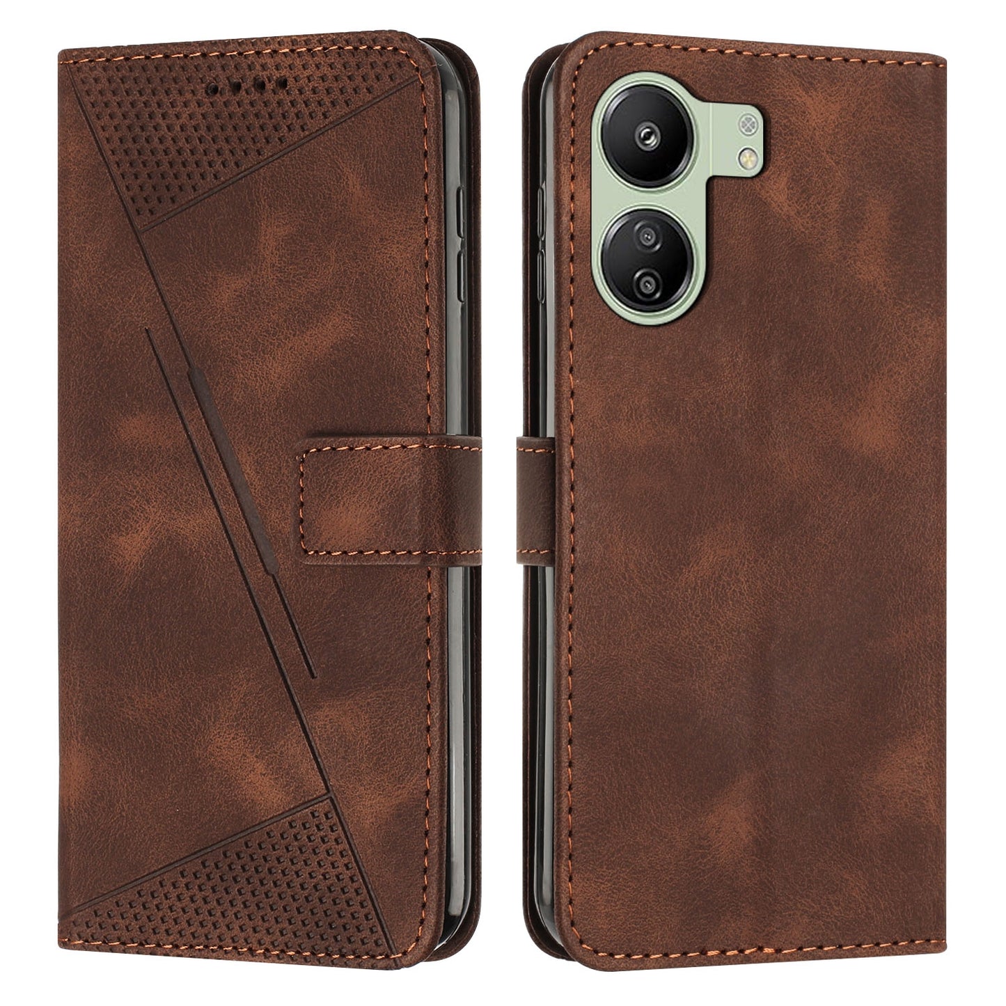 Xiaomi Redmi 13C Dream Triangle Leather Wallet Phone Case with Lanyard, Card Slot, Cash Compartment, Foldable Kickstand, Shockproof PU TPU Protective Cover