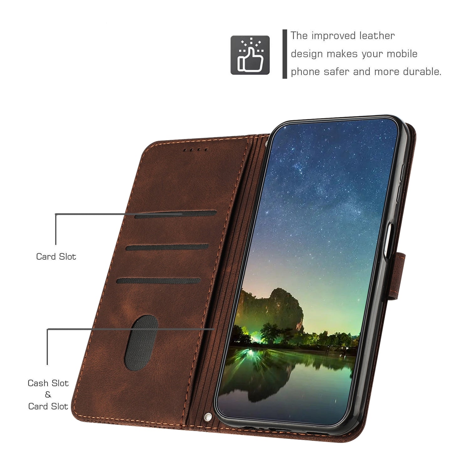 Xiaomi Redmi 13C Dream Triangle Leather Wallet Phone Case with Lanyard, Card Slot, Cash Compartment, Foldable Kickstand, Shockproof PU TPU Protective Cover