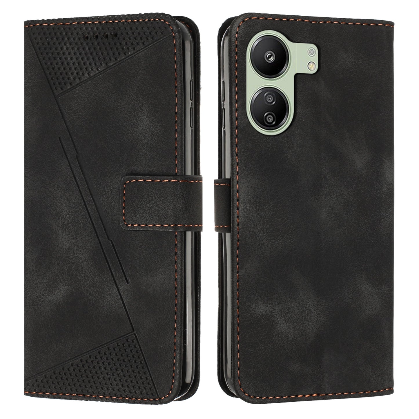 Xiaomi Redmi 13C Dream Triangle Leather Wallet Phone Case with Lanyard, Card Slot, Cash Compartment, Foldable Kickstand, Shockproof PU TPU Protective Cover