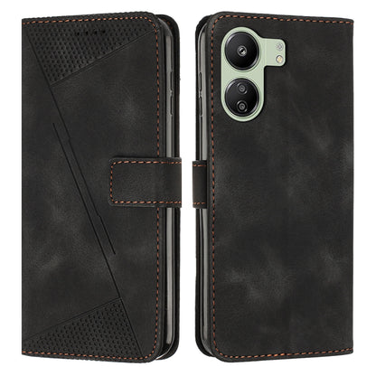 Xiaomi Redmi 13C Dream Triangle Leather Wallet Phone Case with Lanyard, Card Slot, Cash Compartment, Foldable Kickstand, Shockproof PU TPU Protective Cover