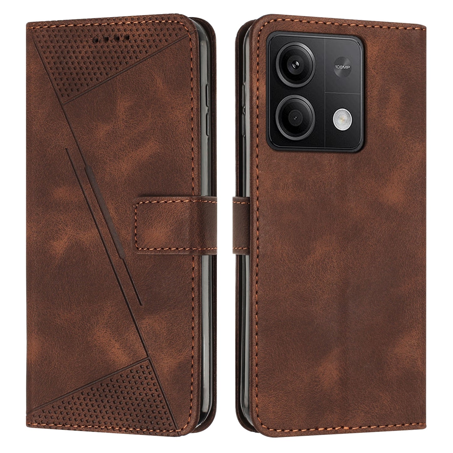 Xiaomi Redmi Note 13 Dream Triangle Leather Wallet Phone Case with Lanyard, Card Slot, Cash Compartment, Foldable Kickstand, Shockproof PU TPU Protective Cover