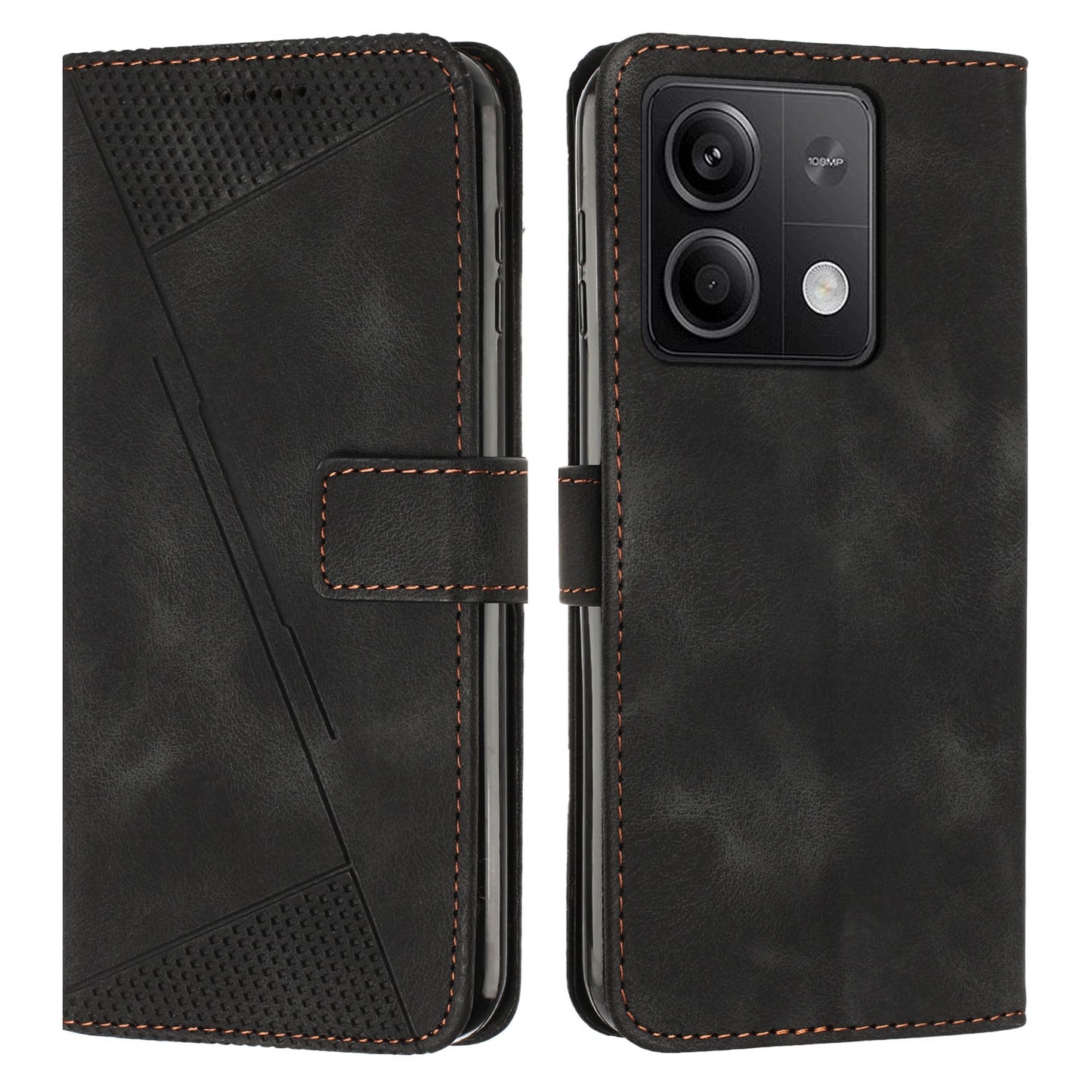 Xiaomi Redmi Note 13 Dream Triangle Leather Wallet Phone Case with Lanyard, Card Slot, Cash Compartment, Foldable Kickstand, Shockproof PU TPU Protective Cover