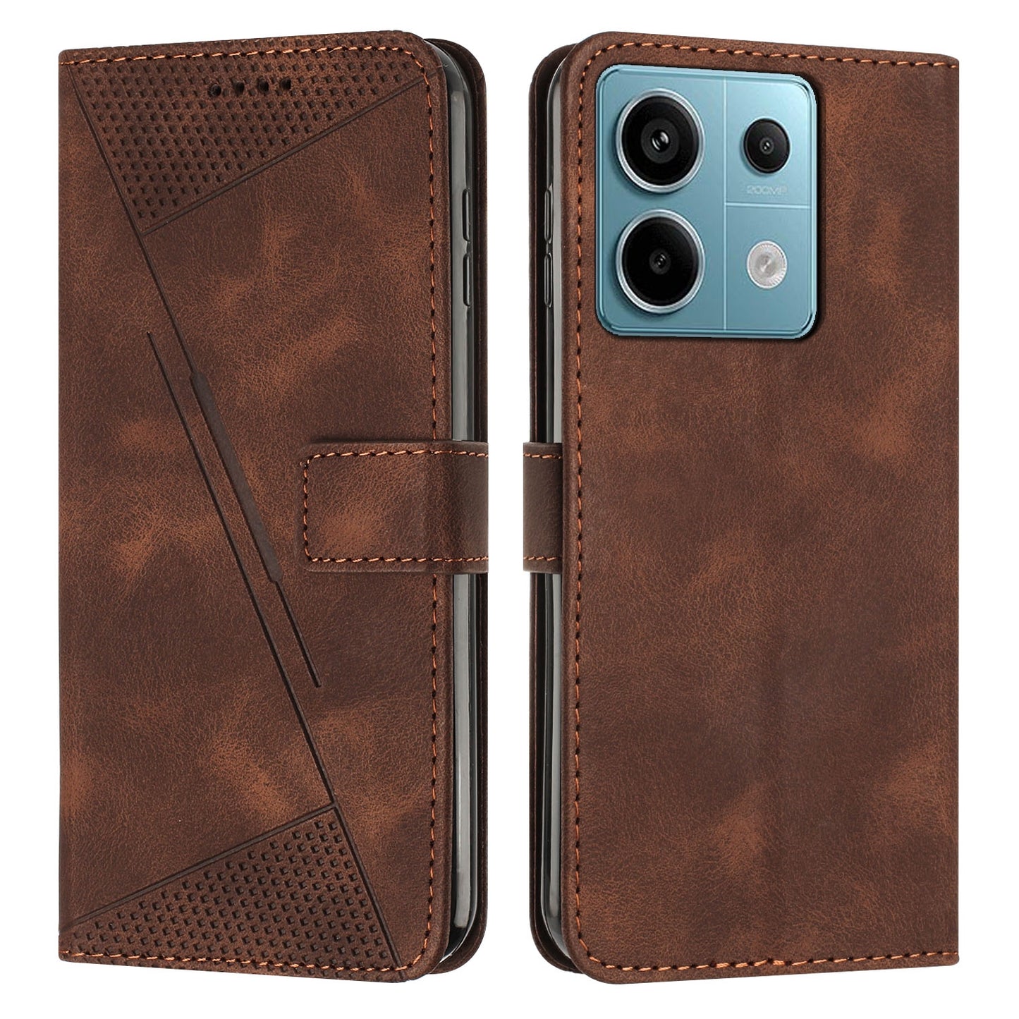 Xiaomi Redmi Note 13 Pro 5G Dream Triangle Leather Wallet Phone Case with Lanyard, Card Slot, Cash Compartment, Foldable Kickstand, Shockproof PU TPU Protective Cover