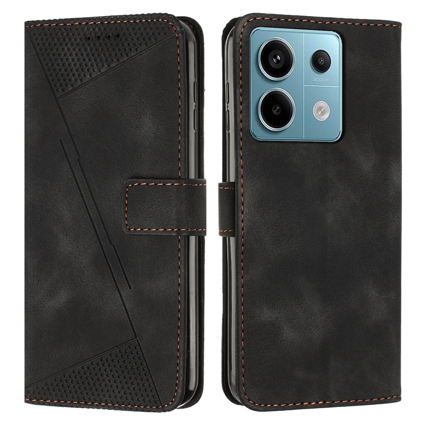 Xiaomi Redmi Note 13 Pro 5G Dream Triangle Leather Wallet Phone Case with Lanyard, Card Slot, Cash Compartment, Foldable Kickstand, Shockproof PU TPU Protective Cover