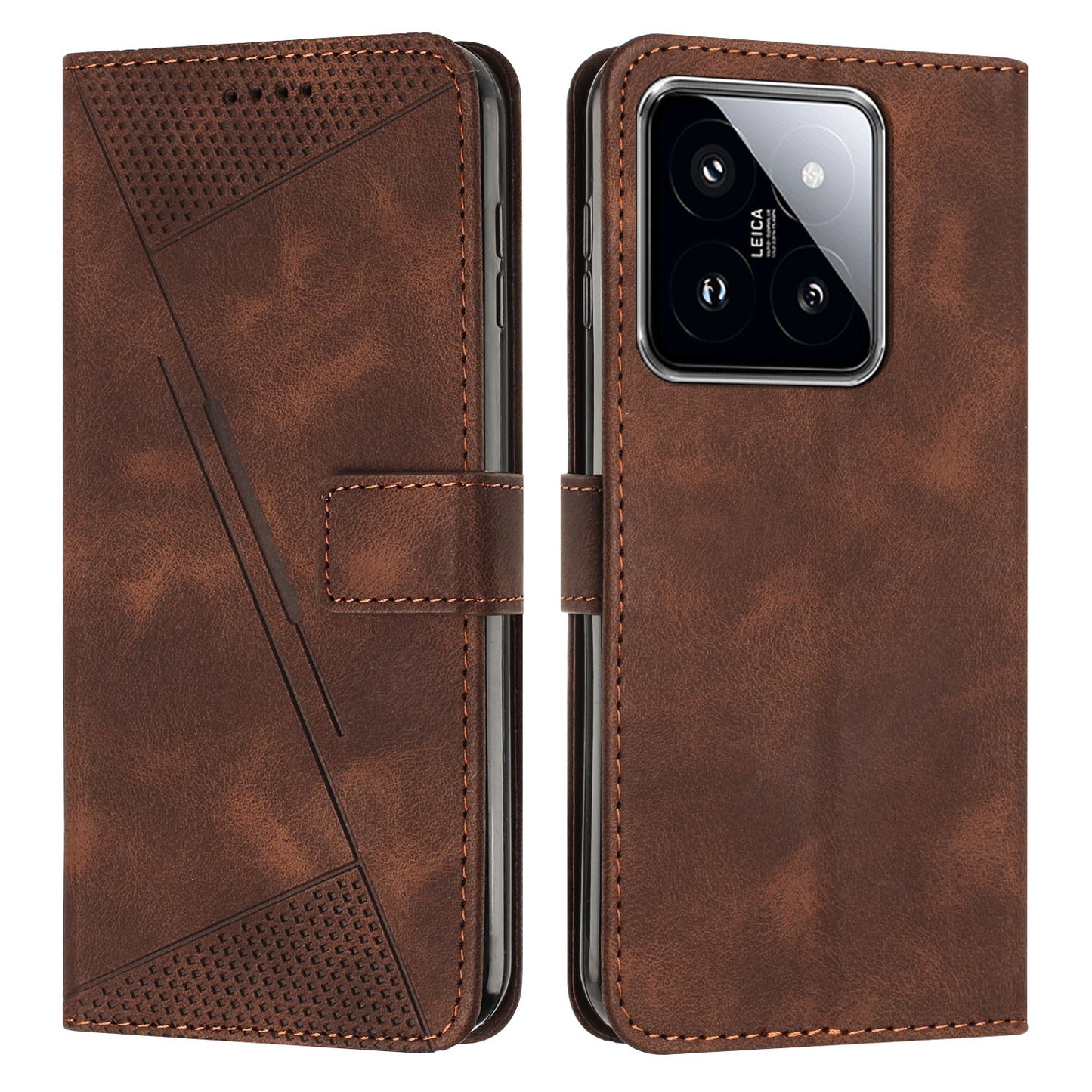 Xiaomi 14 Dream Triangle Leather Wallet Phone Case with Lanyard, Card Slot, Cash Compartment, Foldable Kickstand, Shockproof PU TPU Protective Cover