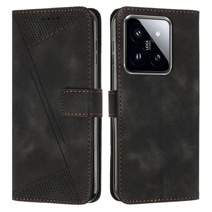 Xiaomi 14 Dream Triangle Leather Wallet Phone Case with Lanyard, Card Slot, Cash Compartment, Foldable Kickstand, Shockproof PU TPU Protective Cover