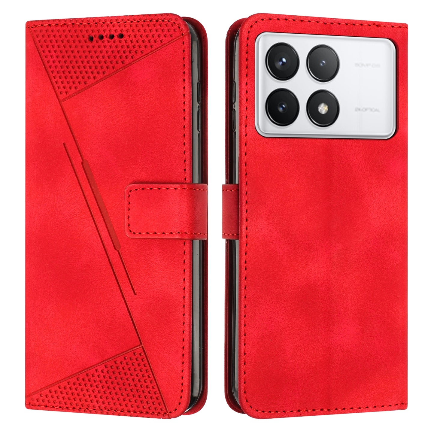 Xiaomi Redmi K70 Dream Triangle Leather Wallet Phone Case with Lanyard, Card Slot, Cash Compartment, Foldable Kickstand, Shockproof PU TPU Protective Cover