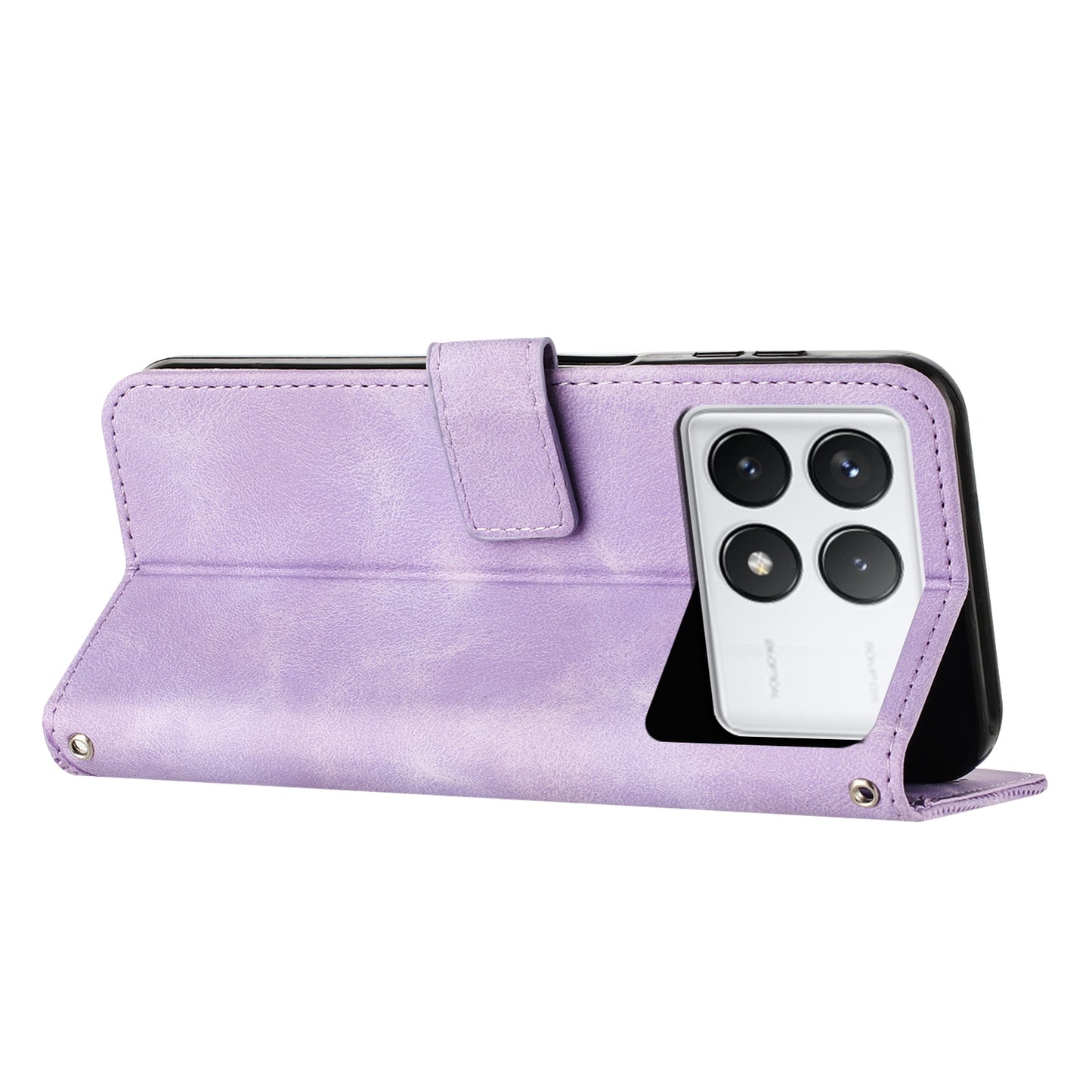 Xiaomi Redmi K70 Dream Triangle Leather Wallet Phone Case with Lanyard, Card Slot, Cash Compartment, Foldable Kickstand, Shockproof PU TPU Protective Cover