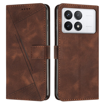 Xiaomi Redmi K70 Pro Dream Triangle Leather Wallet Phone Case with Lanyard, Card Slot, Cash Compartment, Foldable Kickstand, Shockproof PU TPU Protective Cover