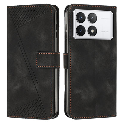 Xiaomi Redmi K70 Pro Dream Triangle Leather Wallet Phone Case with Lanyard, Card Slot, Cash Compartment, Foldable Kickstand, Shockproof PU TPU Protective Cover