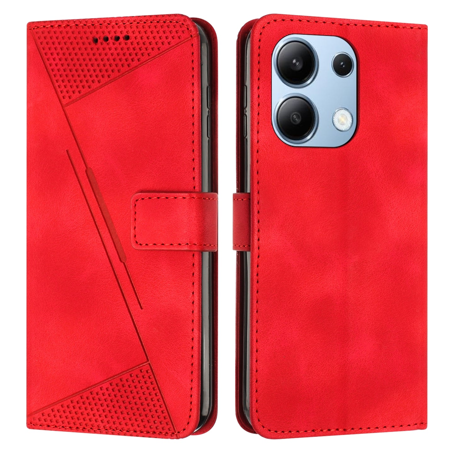 Xiaomi Redmi Note 13 4G Dream Triangle Leather Wallet Phone Case with Lanyard, Card Slot, Cash Compartment, Foldable Kickstand, Shockproof PU TPU Protective Cover
