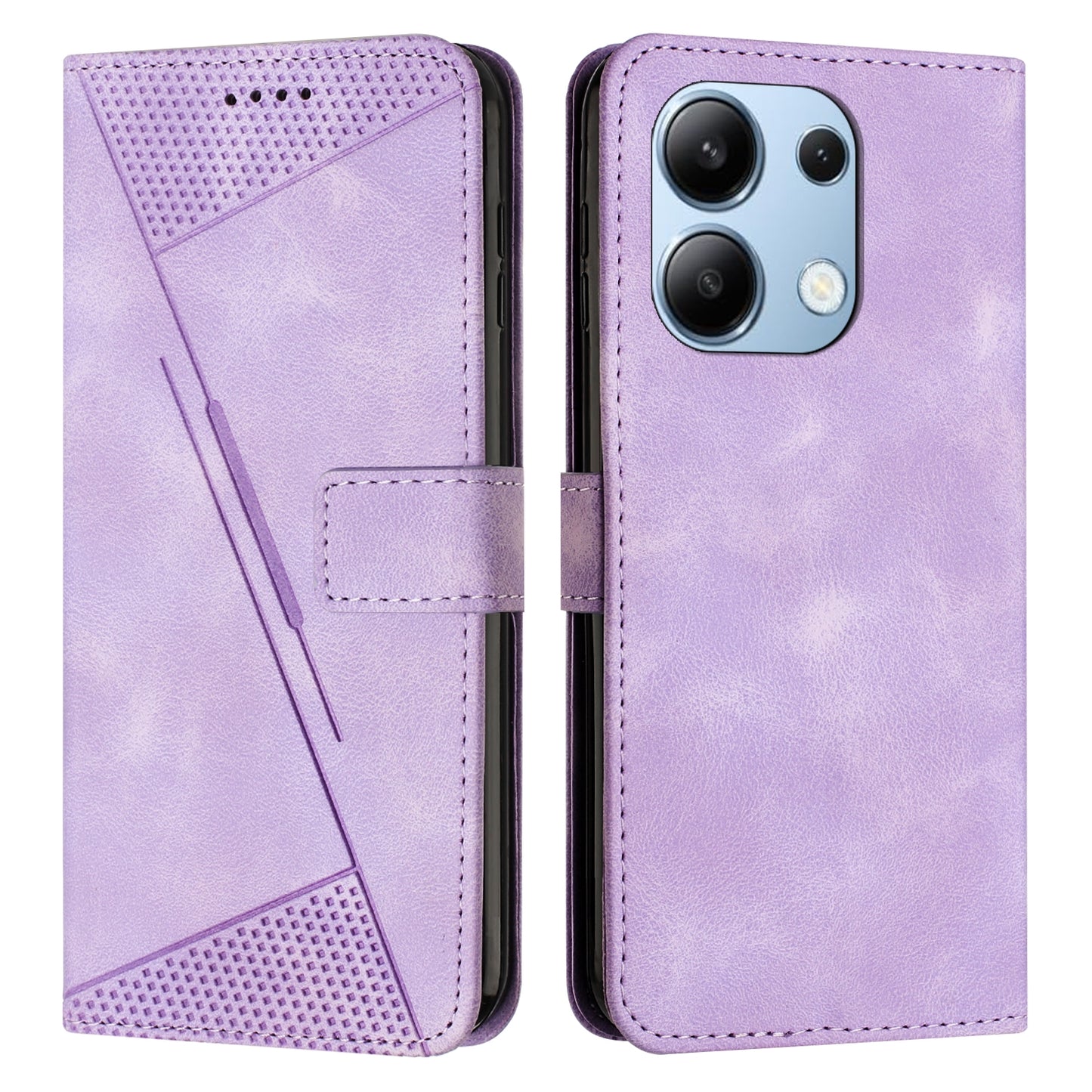 Xiaomi Redmi Note 13 4G Dream Triangle Leather Wallet Phone Case with Lanyard, Card Slot, Cash Compartment, Foldable Kickstand, Shockproof PU TPU Protective Cover