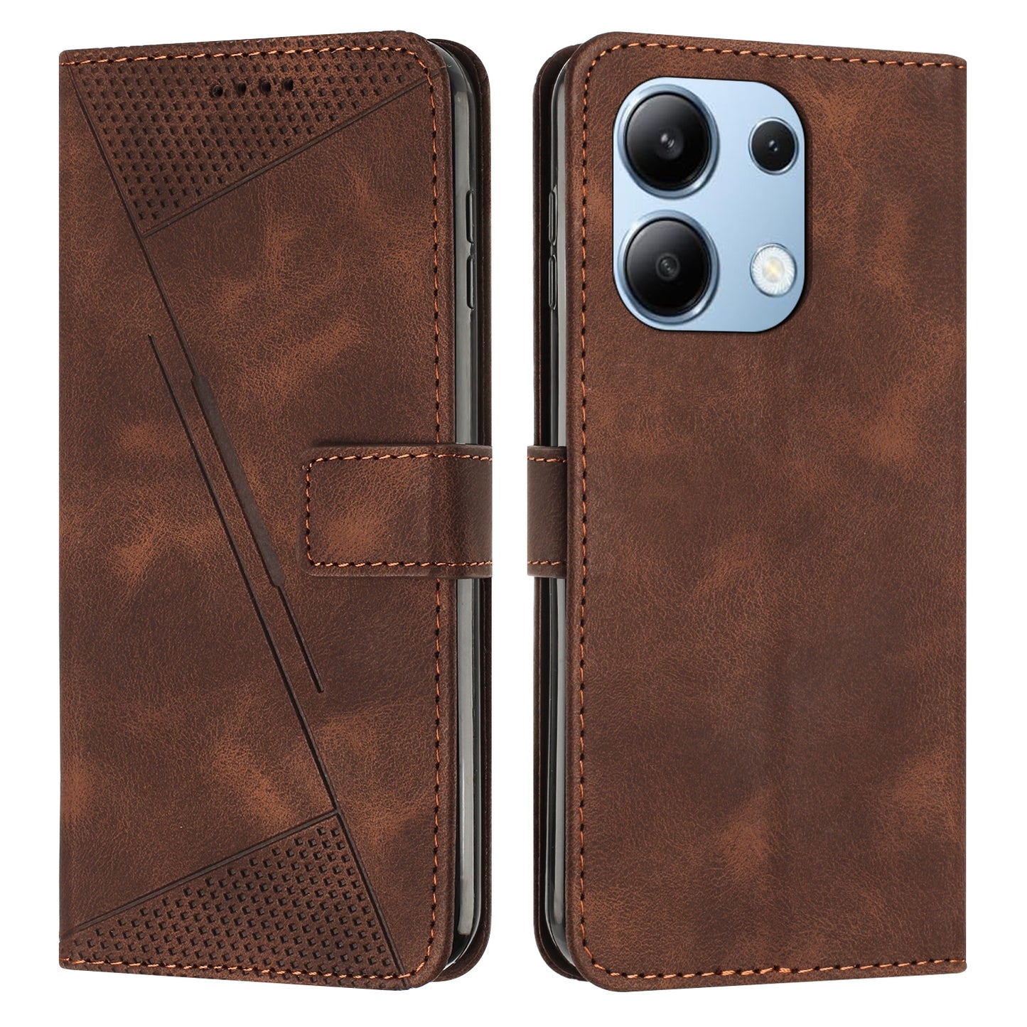 Xiaomi Redmi Note 13 4G Dream Triangle Leather Wallet Phone Case with Lanyard, Card Slot, Cash Compartment, Foldable Kickstand, Shockproof PU TPU Protective Cover