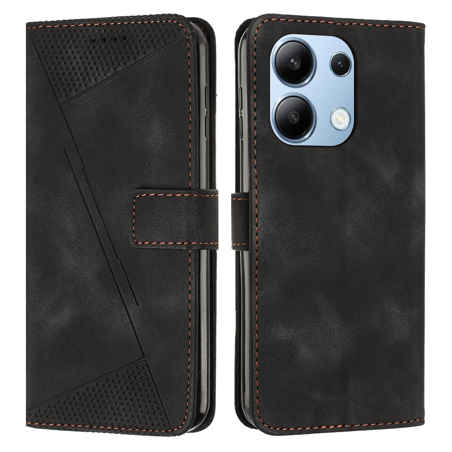 Xiaomi Redmi Note 13 4G Dream Triangle Leather Wallet Phone Case with Lanyard, Card Slot, Cash Compartment, Foldable Kickstand, Shockproof PU TPU Protective Cover