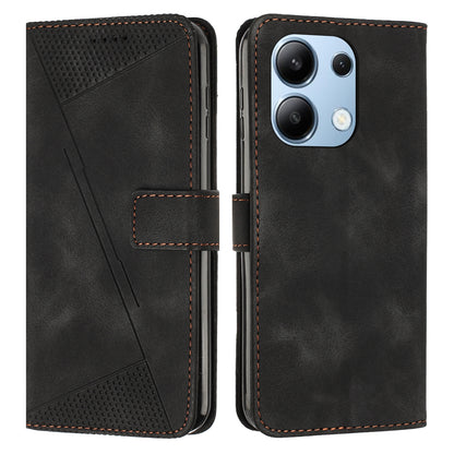 Xiaomi Redmi Note 13 4G Dream Triangle Leather Wallet Phone Case with Lanyard, Card Slot, Cash Compartment, Foldable Kickstand, Shockproof PU TPU Protective Cover