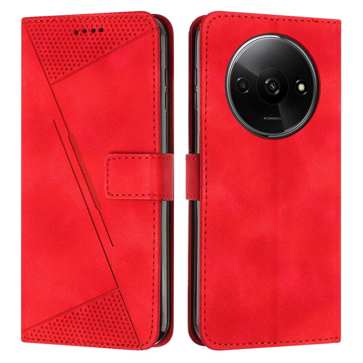 Xiaomi Redmi A3 Dream Triangle Leather Wallet Phone Case with Lanyard, Card Slot, Cash Compartment, Foldable Kickstand, Shockproof PU TPU Protective Cover